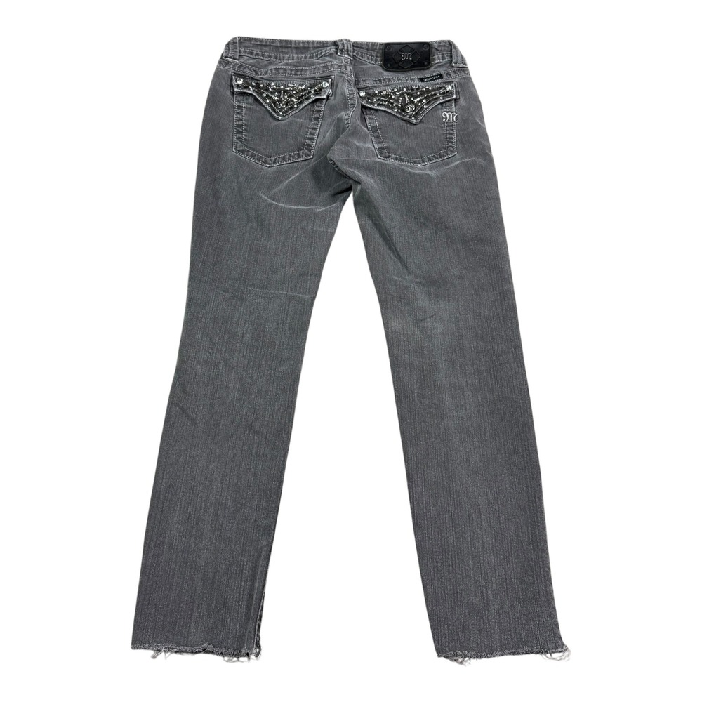 Y2K Miss Me Faded Gray Embroidered Pocket Skinny Jeans Women's 30 (Fits 31x28.5)